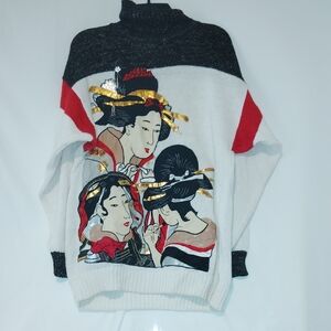 Elegant Women's Turtleneck Sweater - Black, White, Red, Gold